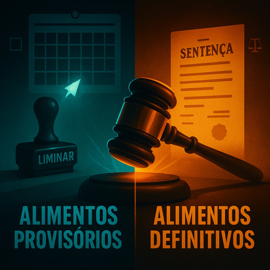 Fluxograma explicando o termo inicial dos alimentos provisórios versus definitivos.