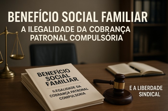 Martelo da justiça sobre processos, simbolizando a decisão do TST contra a cobrança ilegal do Benefício Social Familiar.