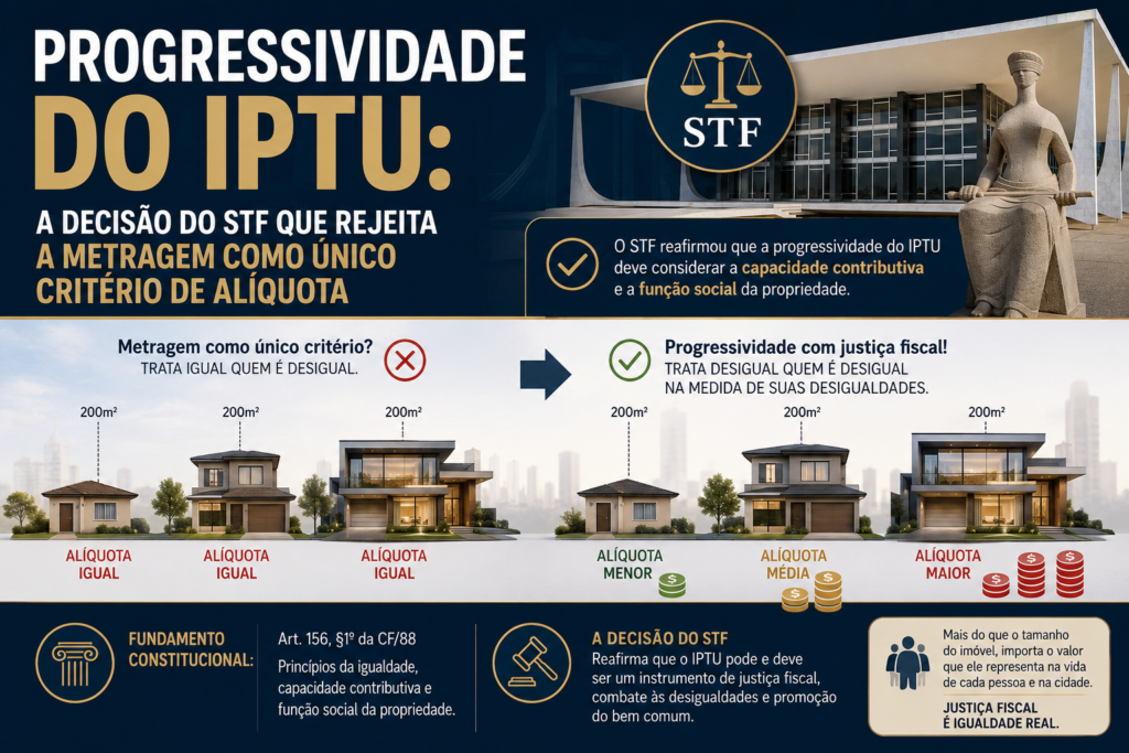 Dois imóveis urbanos de tamanhos distintos ilustram o conceito de progressividade do IPTU baseada no valor do imóvel