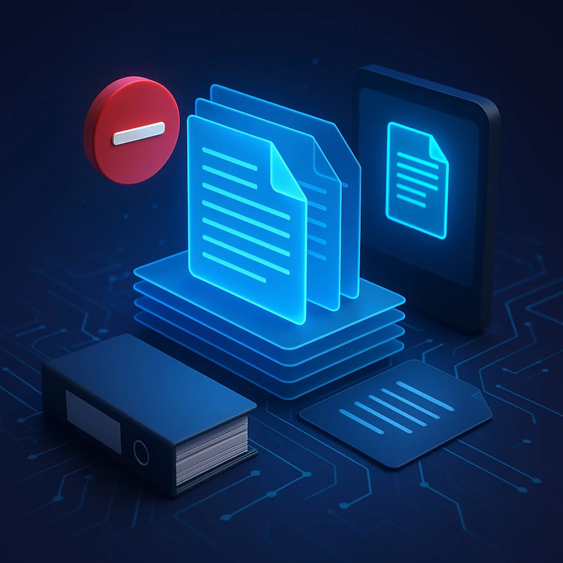 Infográfico mostrando a diferença entre a juntada de documentos em processo físico e a dispensa em processo eletrônico.