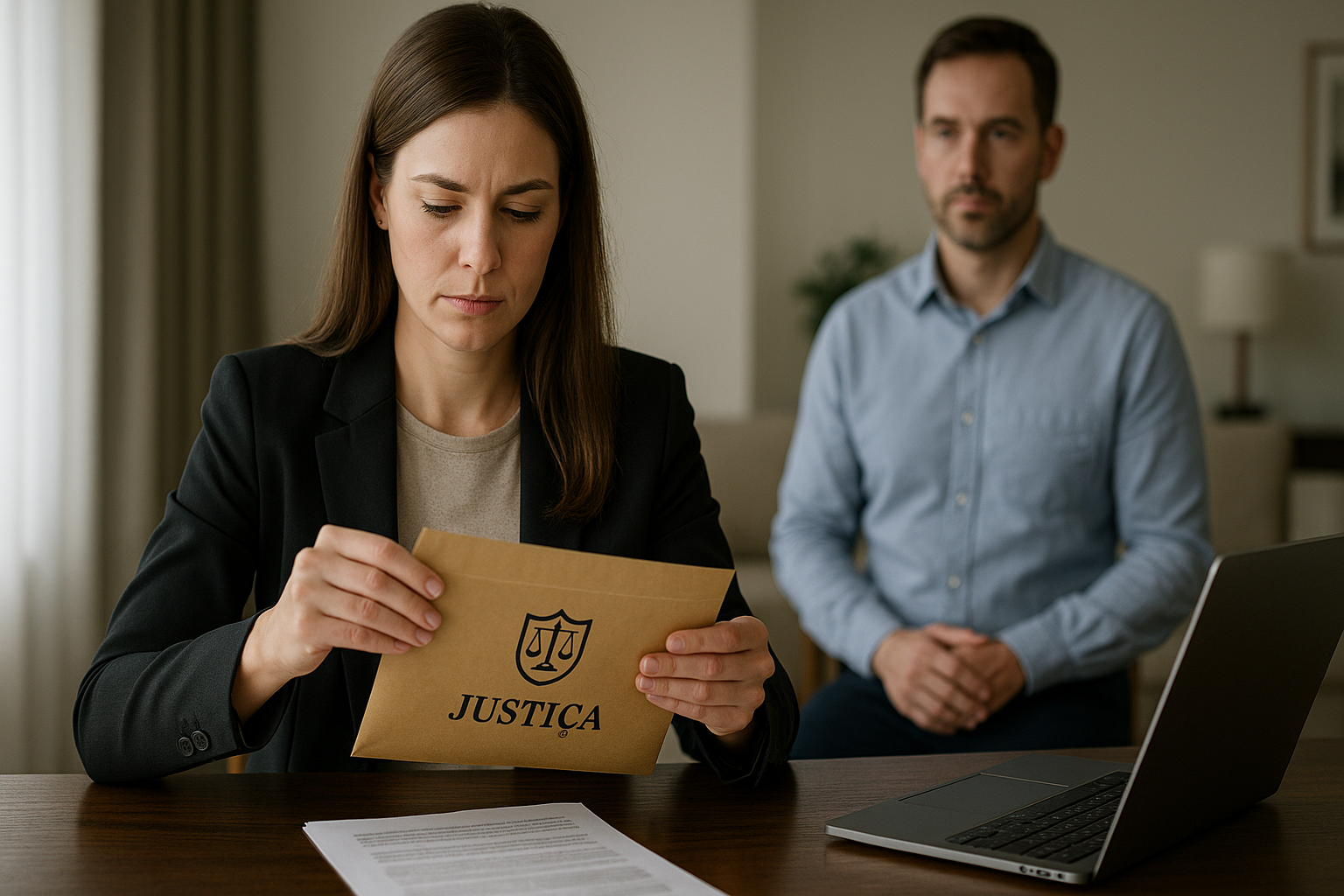 Uma pessoa recebendo uma carta de citação com AR na porta de casa, ilustrando a validade da citação recebida por cônjuge.