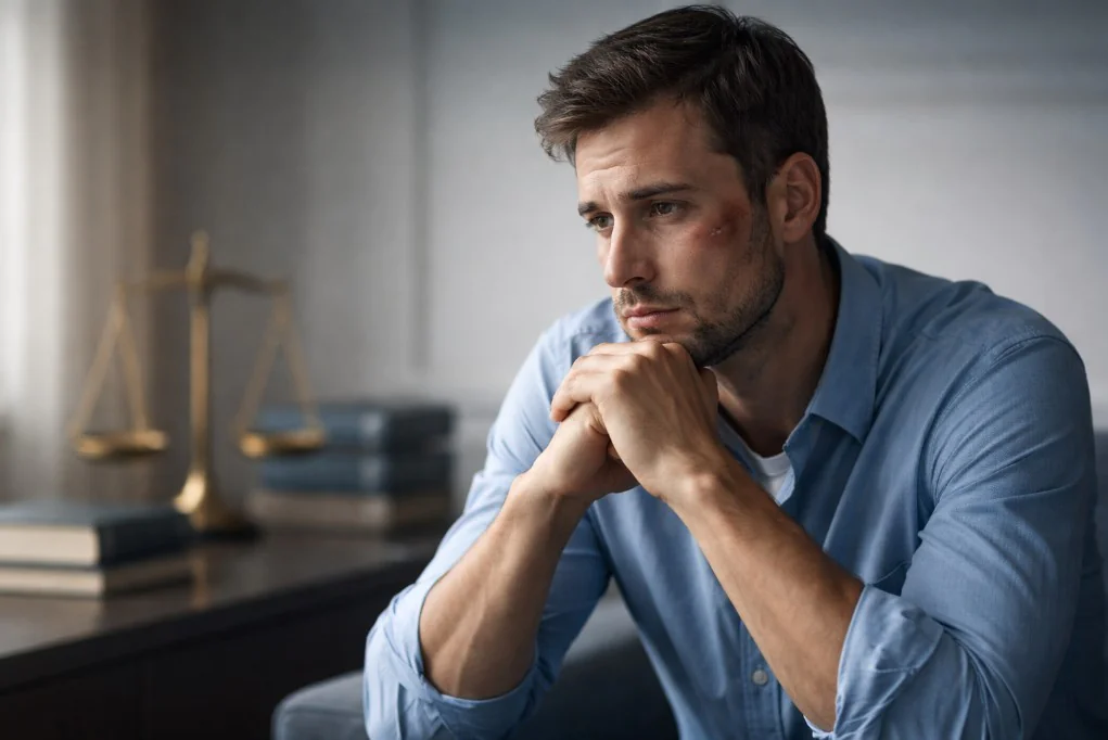 Balança da justiça simbolizando a busca por isonomia na violência doméstica contra o homem.