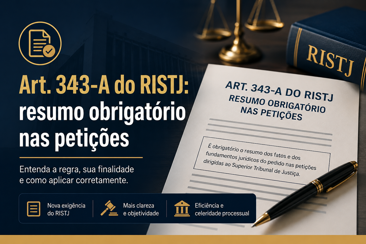 documento de petição com resumo em destaque, ilustrando o art. 343-A do RISTJ.
